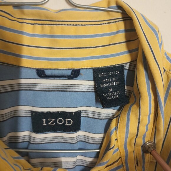 Men's Izod yellow short sleeve button up shirt - Picture 3 of 3